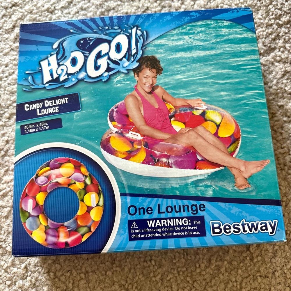 CANDY DELIGHT INFLATABLE LOUNGE Pool H2O GO LOUNGE TUBE HEAVY DUTY HANDLES